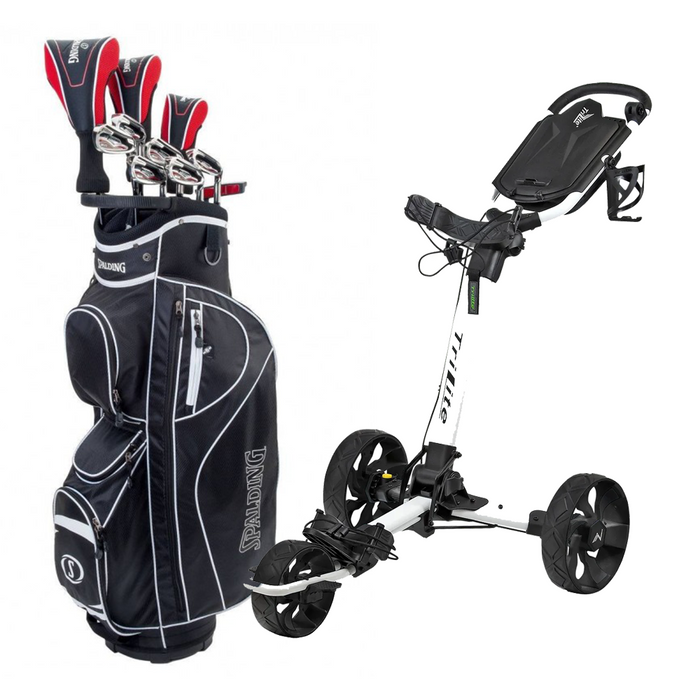 Nybörjarpaket - FastFold Spalding SX35 Full set Grafit + TriLite T-flash 3-Wheeler Golfvagn