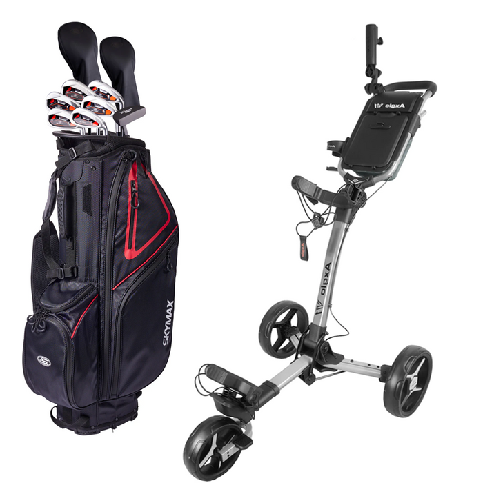 Nybörjarpaket - Skymax Golf Full Set Herr - Stål/Grafit + Axglo V1 Golfvagn