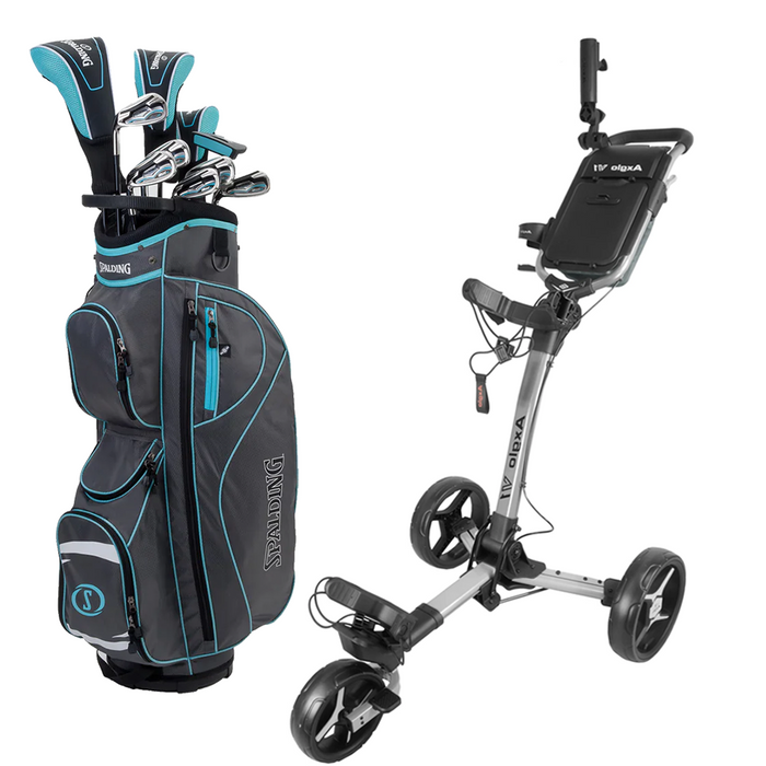 Nybörjarpaket - Spalding SX35 Full Set Dam - Grafit + Axglo V1 Golfvagn