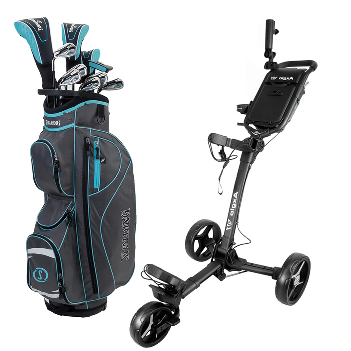 Nybörjarpaket - Spalding SX35 Full Set Dam - Grafit + Axglo V1 Golfvagn