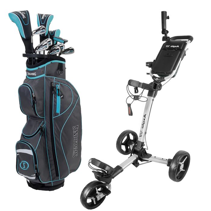 Nybörjarpaket - Spalding SX35 Full Set Dam - Grafit + Axglo V1 Golfvagn