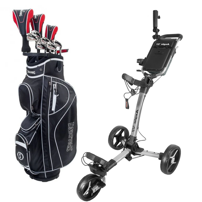 Nybörjarpaket - Spalding SX35 Full set Herr - Grafit + Axglo V1 Golfvagn