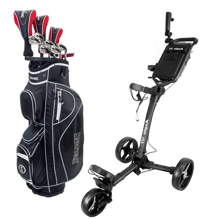 Nybörjarpaket - Spalding SX35 Full set Herr - Grafit + Axglo V1 Golfvagn