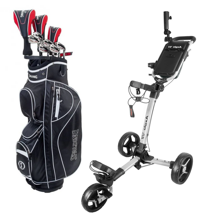 Nybörjarpaket - Spalding SX35 Full set Herr - Grafit + Axglo V1 Golfvagn